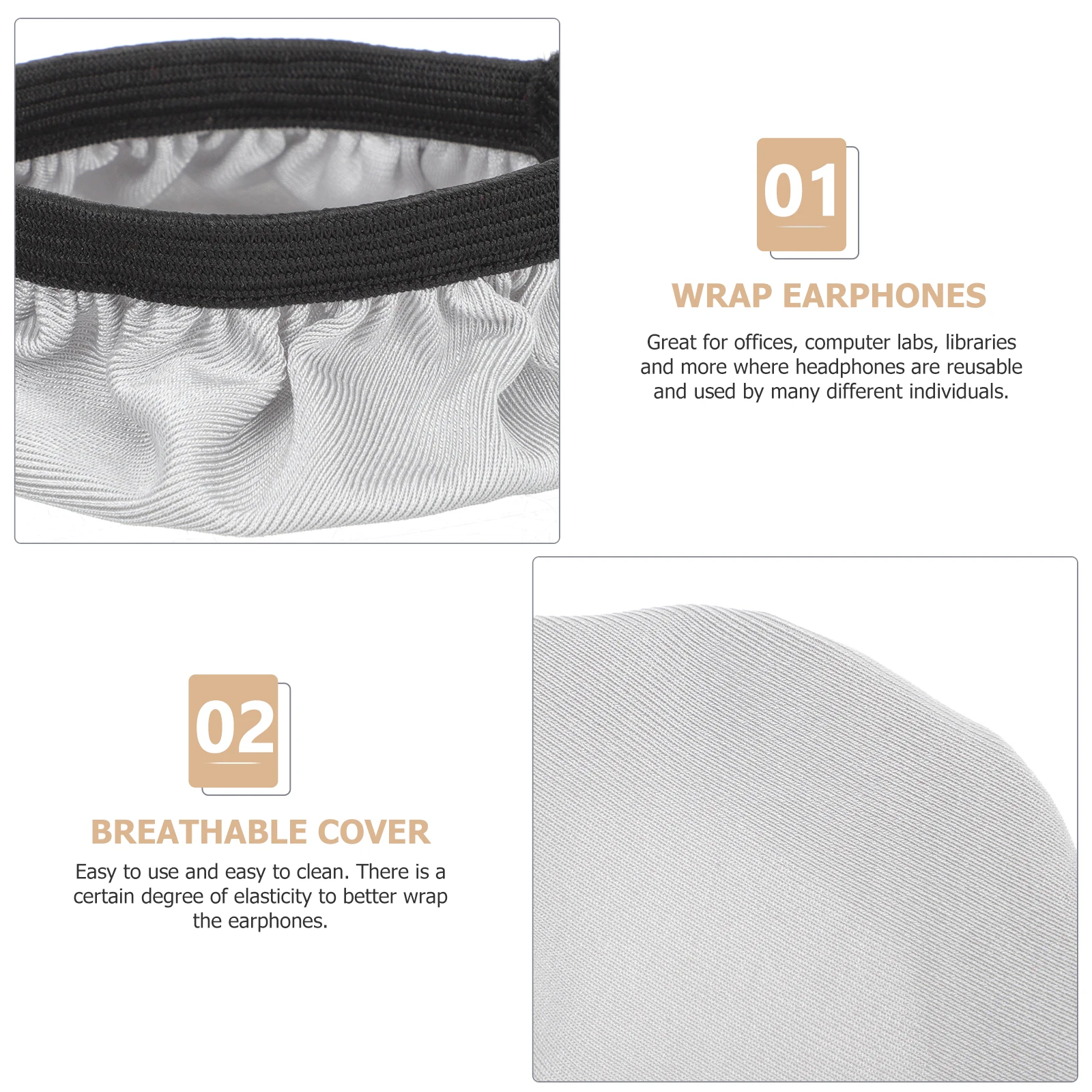 

4Pcs Fabric Earpad Covers for Headset Washable Sweatproof Ear Cushion Protector Lightweight Compact Design for Multi-User Shared