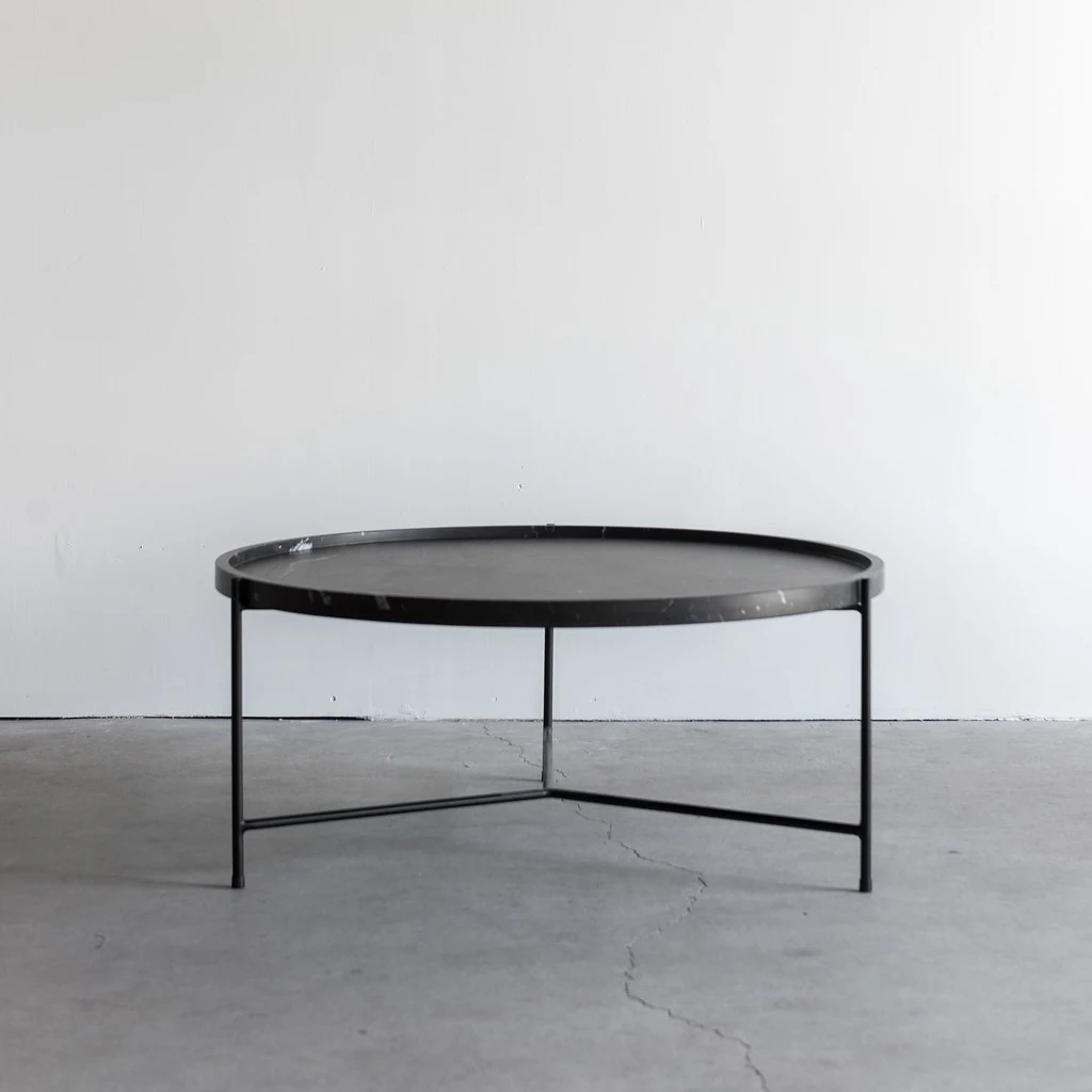 

7 Days Delivery Hot Sell Black Round Coffee Table with Glass Top Iron Side Living Room Furniture for Home Hotel