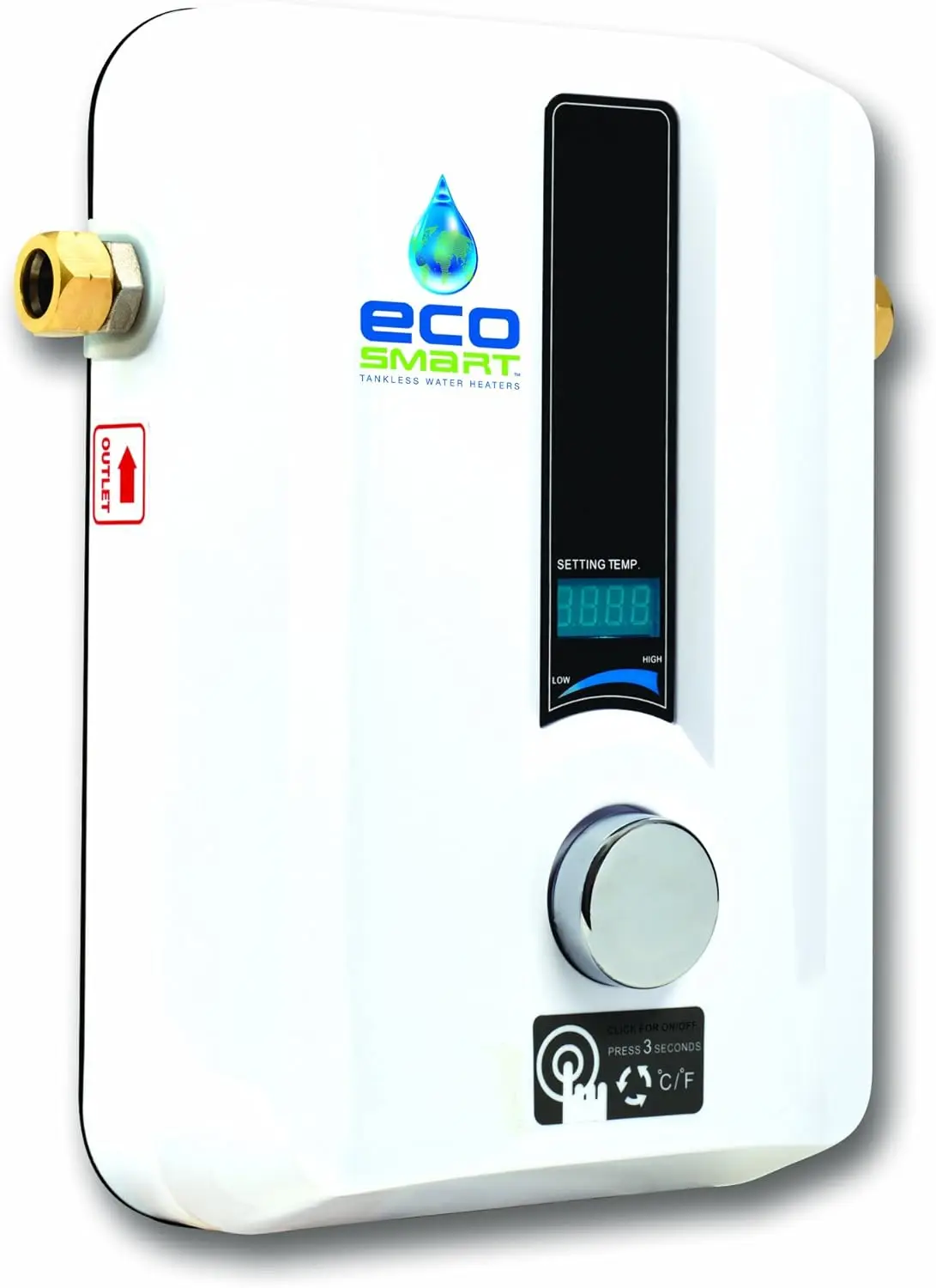 Scaldabagno ECO 8 senza serbatoio, elettrico, 8-kW-quantità 1, 12x8x4 altamente durevole facile da usare, bianco