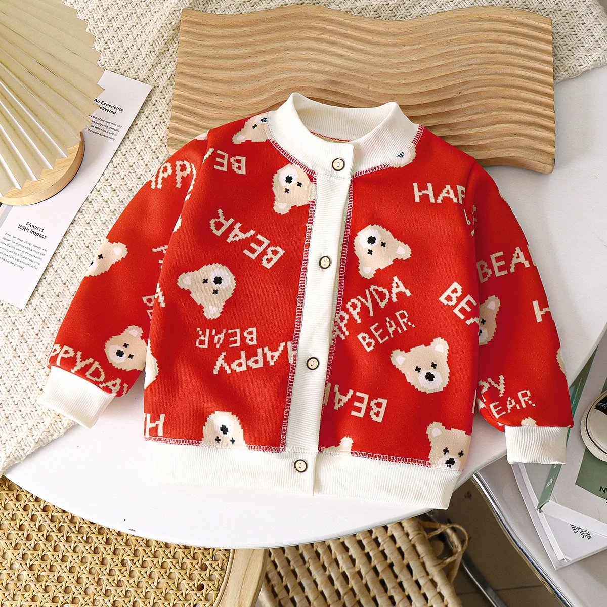 Winter Children Versatile Trendy Knitted Jacket Boys Girls Baby Warm Cardigan Stylish Kids Thickened Velvet Outer Sweater