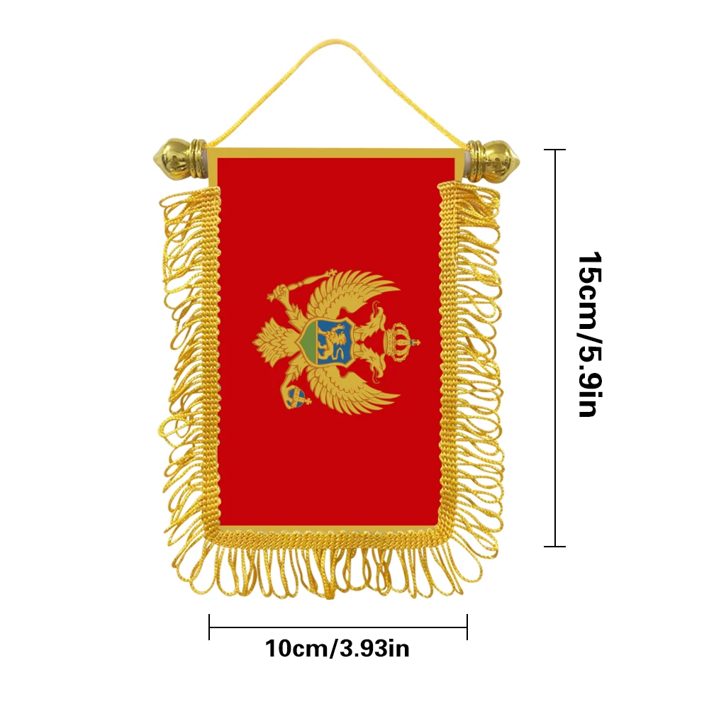 Montenegro small hanging flag 10x15cm triangular flag car decoration hanging flag double-sided pattern with suction cup