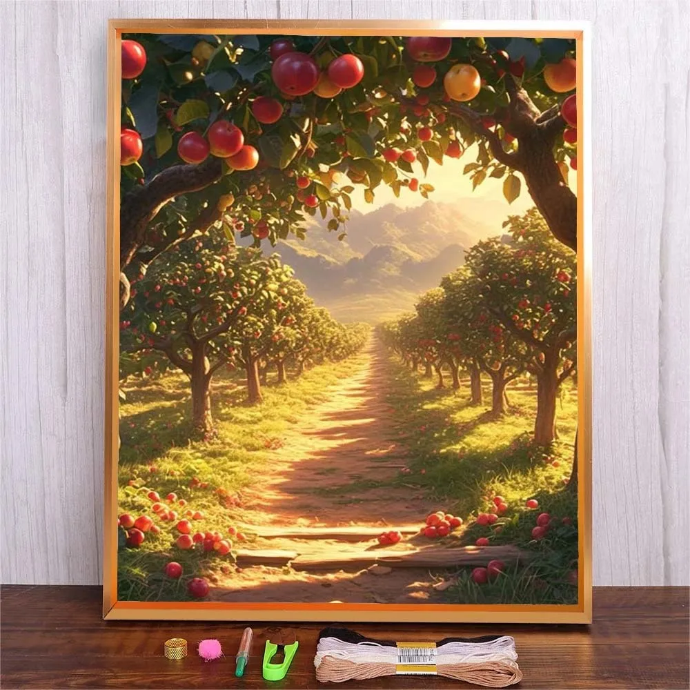 

Needle Kit DIY Handmade Embroidery Craft Kits Wall Decoration For Living Room Fruit Garden Landscape Cotton Thread Cross Stitch