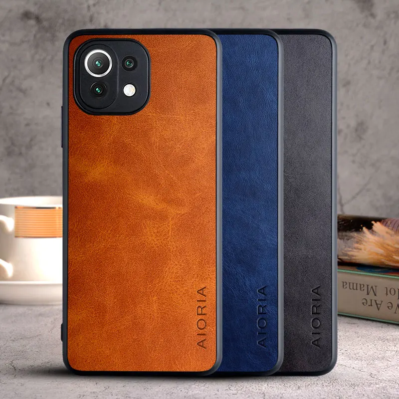 Phone Case for Xiaomi Mi 11 Lite 5G NE coque Luxury Vintage leather Skin cover funda for xiaomi mi 11 lite case capa