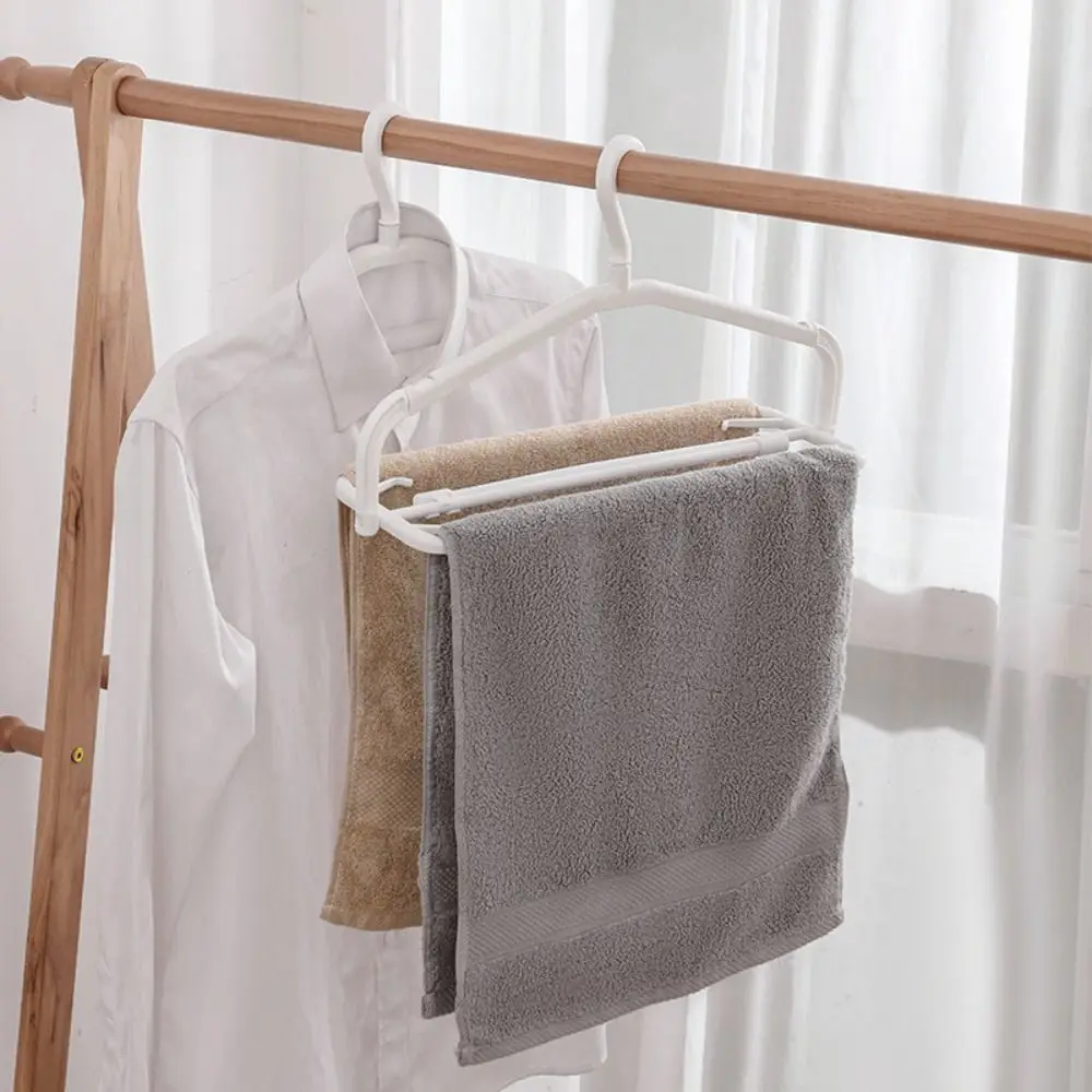

Non-slip Rotating Folding Hanger Extensible Widening Bath Towel Storage Hanger Anti-deformation with Windproof Clamp