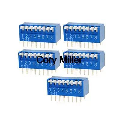 5pcs 8 Positions 2.54mm Pitch Piano Style DIP Switch