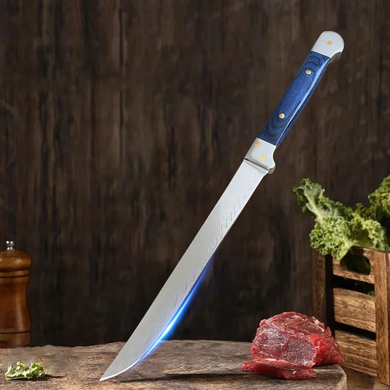 New Damascus Knife Chef Slicing Meat Cheese Vegetables Fruit Fish Knife Damascus Steel Wooden Handle Professional Kitchen Knives