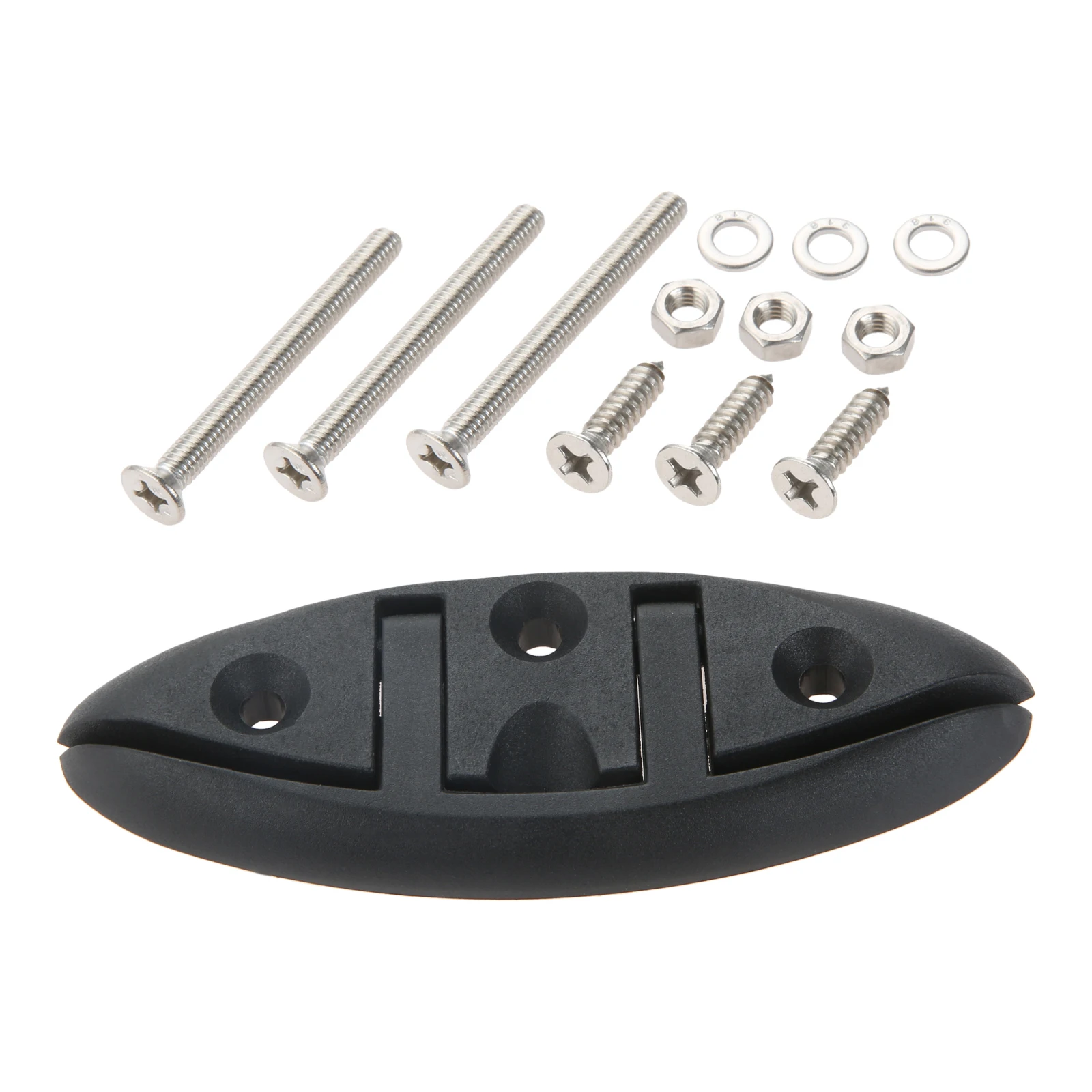 1pc Black Nylon Boat Deck Cleat With Screws Folding Deck Mooring Cleat Boat Accessories 130 x 49 mm