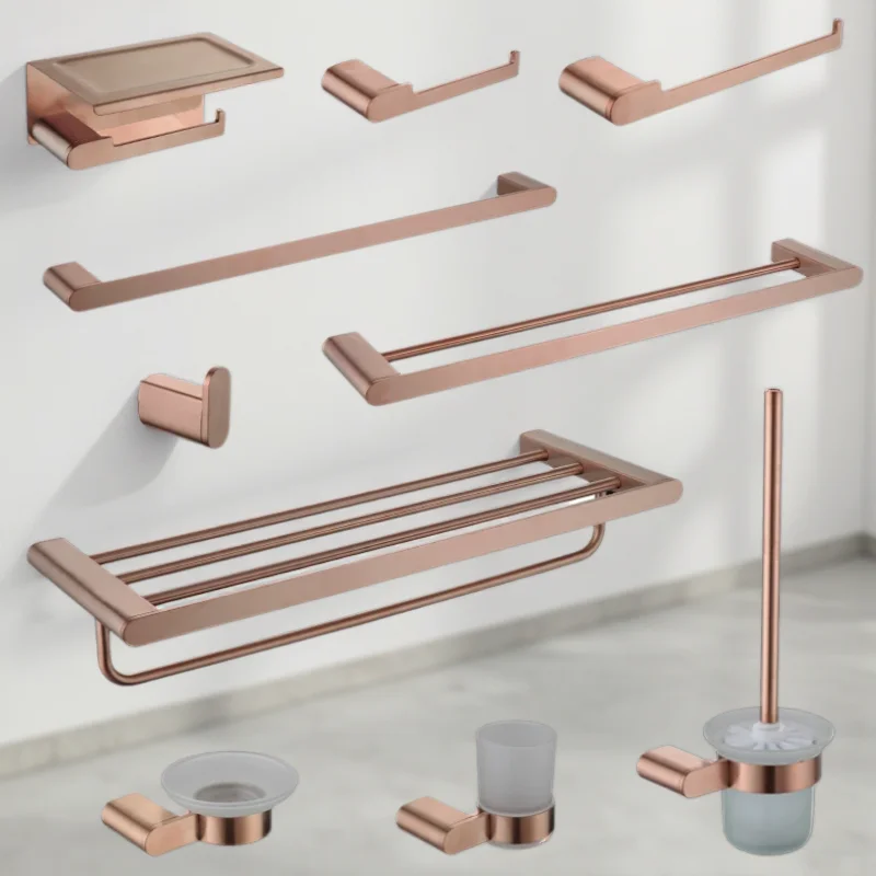 

Держатель для полотенец из розового золота, аксессуары для ванной комнаты, вешалка для полотенец, полка для хранения, держатель для туалетной бумаги, держатель для туалетной щетки, мыльница, крючок для халата