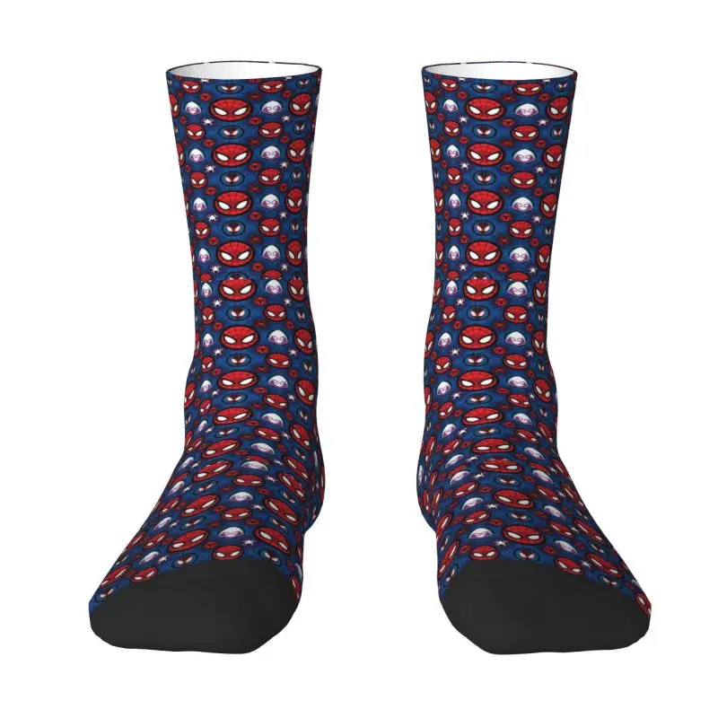 Spider Man Pattern Mens Crew Socks Unisex Cool 3D Printing Red Web Dress Socks