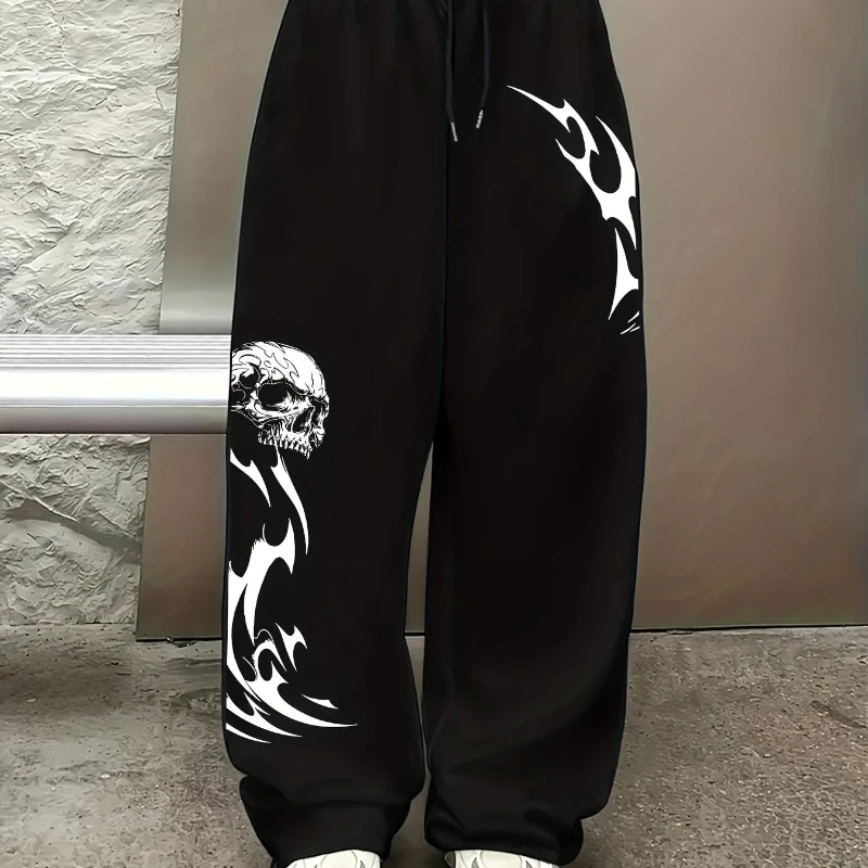 

Американские мужские повседневные спортивные штаны с принтом черепа, осенние новые стильные мужские и женские повседневные спортивные штаны для пар