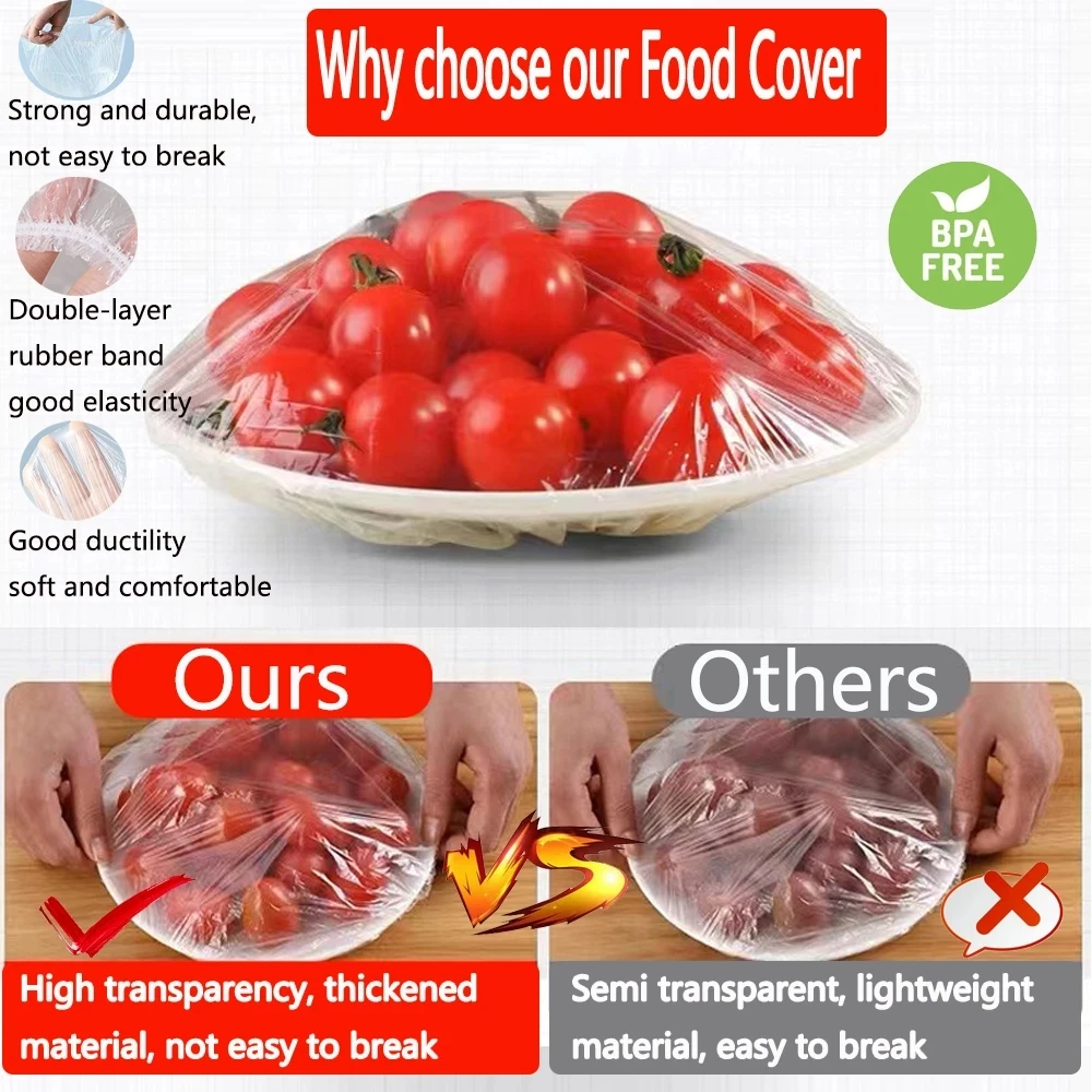 50-100PCS Disposable Food Cover Plastic Wrap Food Lids Caps 35-42cm Stretch Bowl Dish Fruit Vegetable Preservation Bag