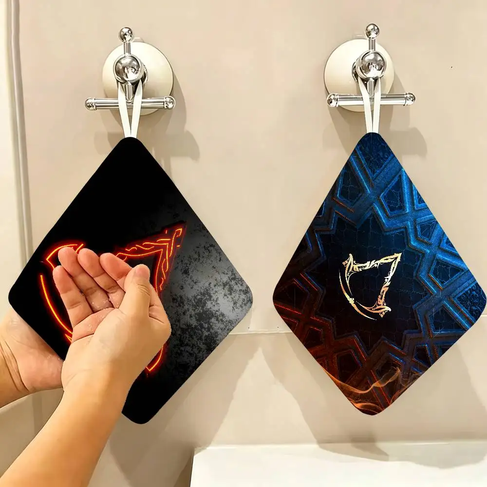 A-Assassin C-Creed Game Polyester Cotton Hand Wiping Towel, Hanging Design, Durable for Household Restaurant Toilet Use