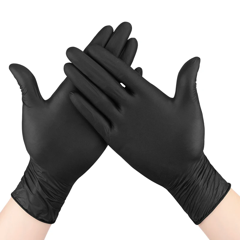 Guantes de nitrilo desechables sin polvo, grado alimenticio, Azul, Negro, tatuaje