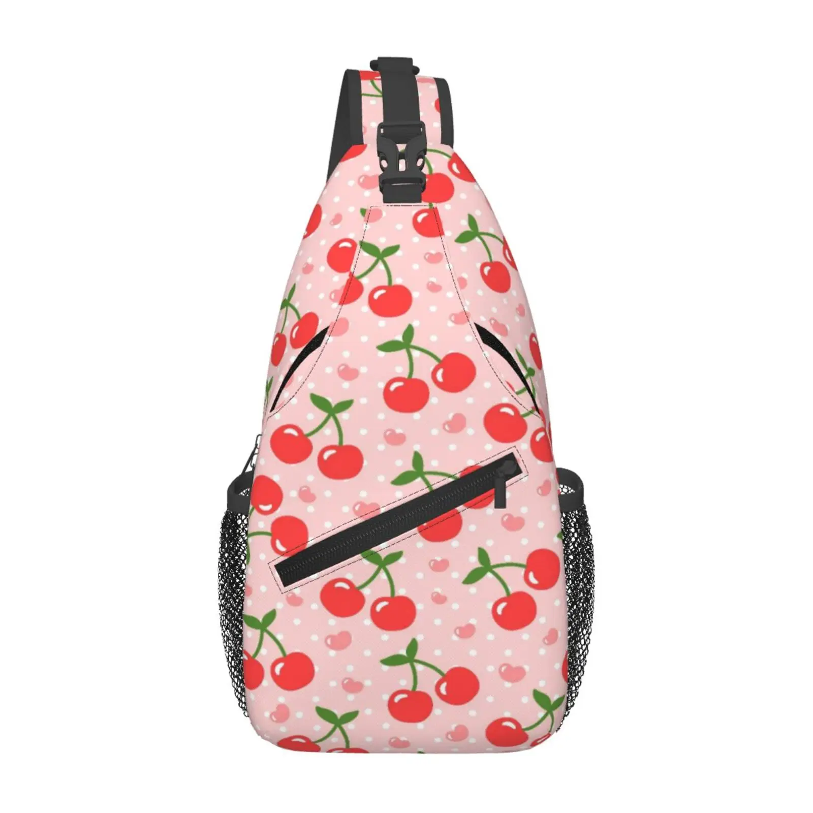 

Cherry Love Print Chest Bags Crossbody Sling Bag Travel Hiking Sports Backpack Casual Lightweight Daypack for Men Women
