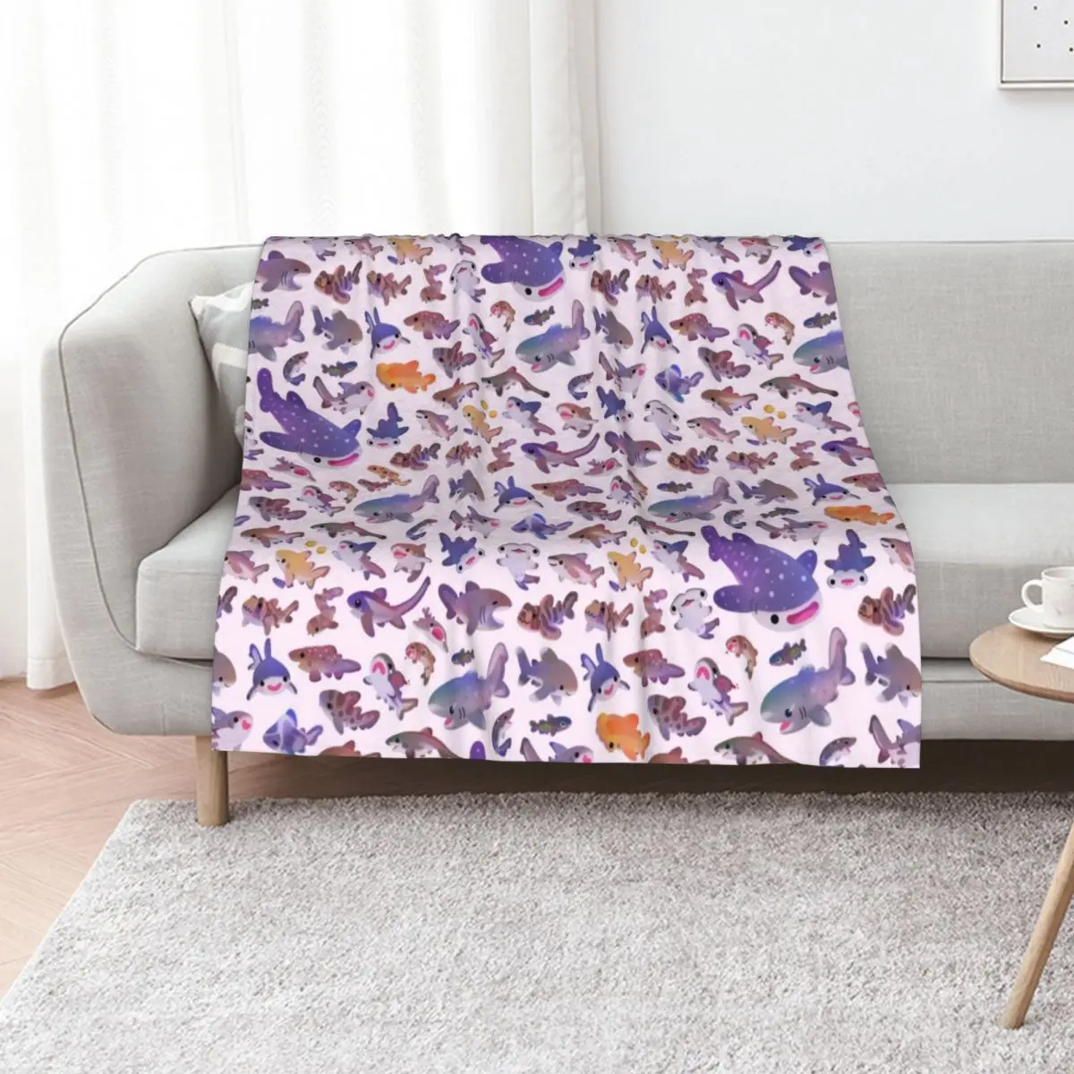 Shark day2 - name or bright bg version Throw Blanket Fuzzy Plush Throw Blanket for Sofa Chair