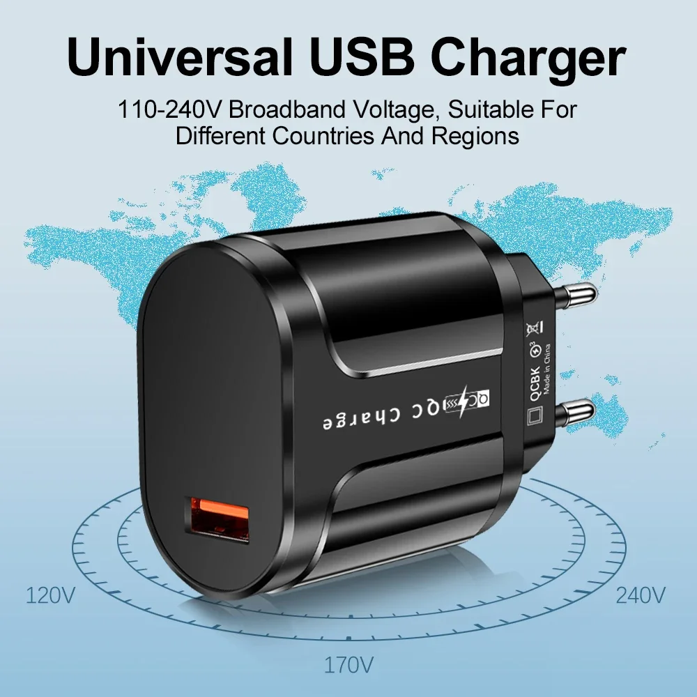 USB Charger Fast Charging Charge 3A 5V Quick Charger 3.0 4 Ports LED Light Phone Charge Adapter EU US Plug Charger Accessories