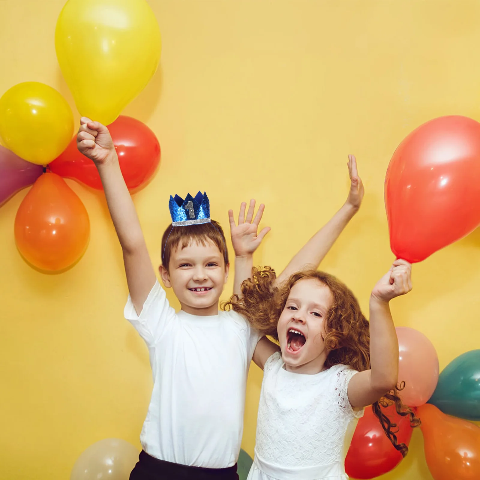 

2Pcs Children Crown Hair Accessories Glitter Baby Birthday Hat Infant 1St Birthday Celebration Party Supplies Newborn Headwear