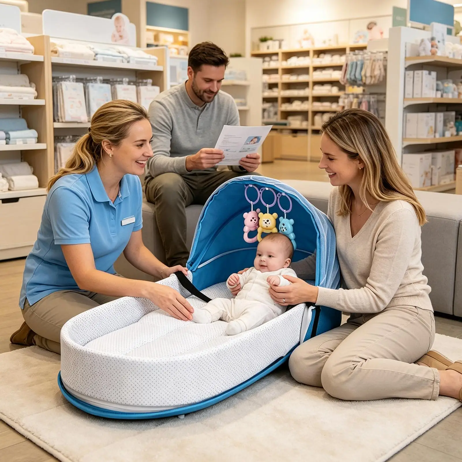 Travel Bed For Kids Foldable Breathable Bassinet With Isolation Fence Kids Travel Bed For Outdoor Camping Airplane Sleeping Yard