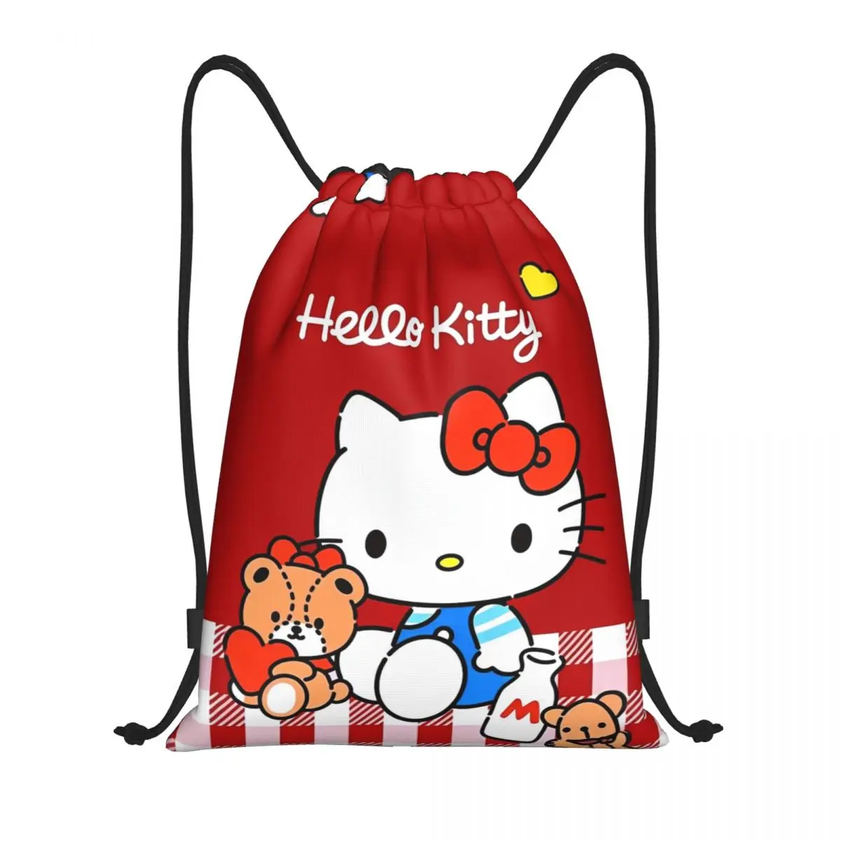 Cartoon Cute Hello Kitty Drawstring Backpack Sports Gym Bag HelloKitty String Sackpack for Exercise