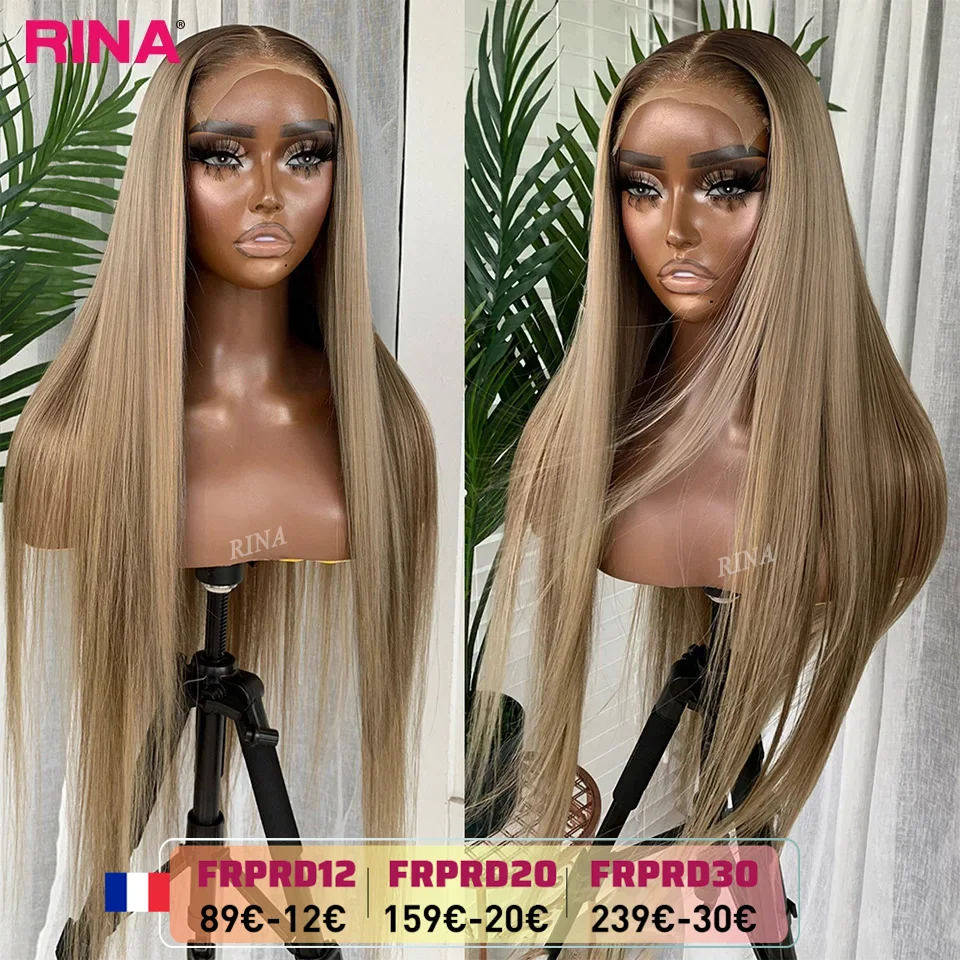 Ombre Blonde 13X6 13X4 Transparent Dentelle Frontale Perruque Droite Blonde avec 1B Racines Perruque Cheveux Humains Avant de Lacet Perruque 5X5 Fermeture Perruque