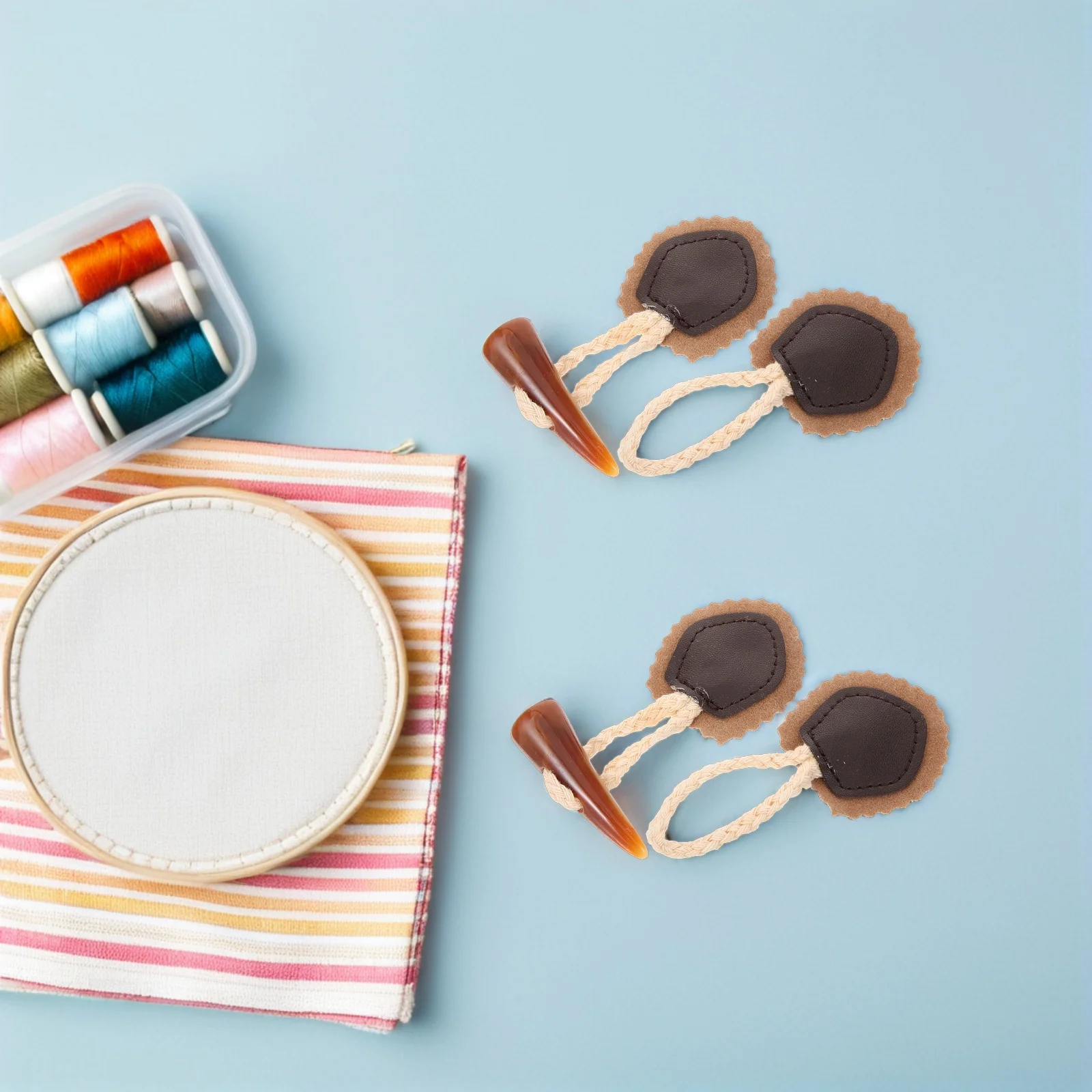 

6Pcs Fashion Horn Toggle Buttons for Coats PU Sewing Closure Sweaters Cardigans Vintage Clothing Accessories