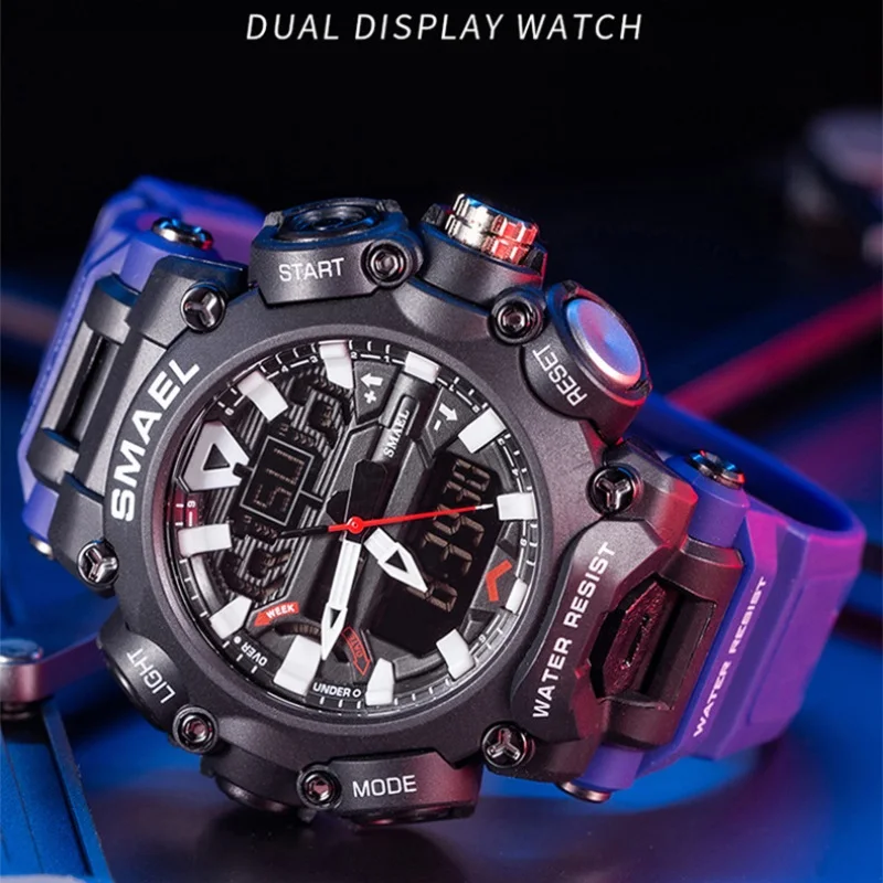 Уличные военные мужские спортивные часы, камуфляжные водонепроницаемые кварцевые аналоговые наручные часы из искусственной кожи, повседневные спортивные стильные цифровые часы с двойным временем