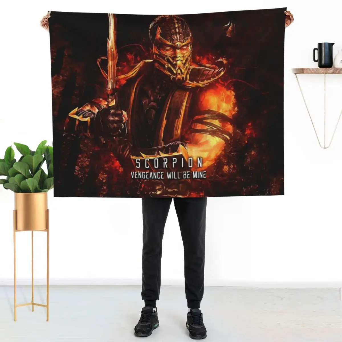 

Mortal Kombat Scorpion Throw Blanket Stylish Couch Blanket for Home Living Room