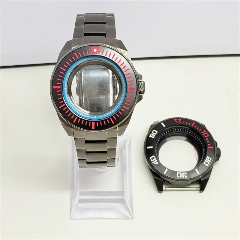 New Product Gun Color King Samurai Watch Case For NH35 NH36 4R 7S Movement Crown at 3.0 Oclock Men's Dive Watch Case 10ATM Water