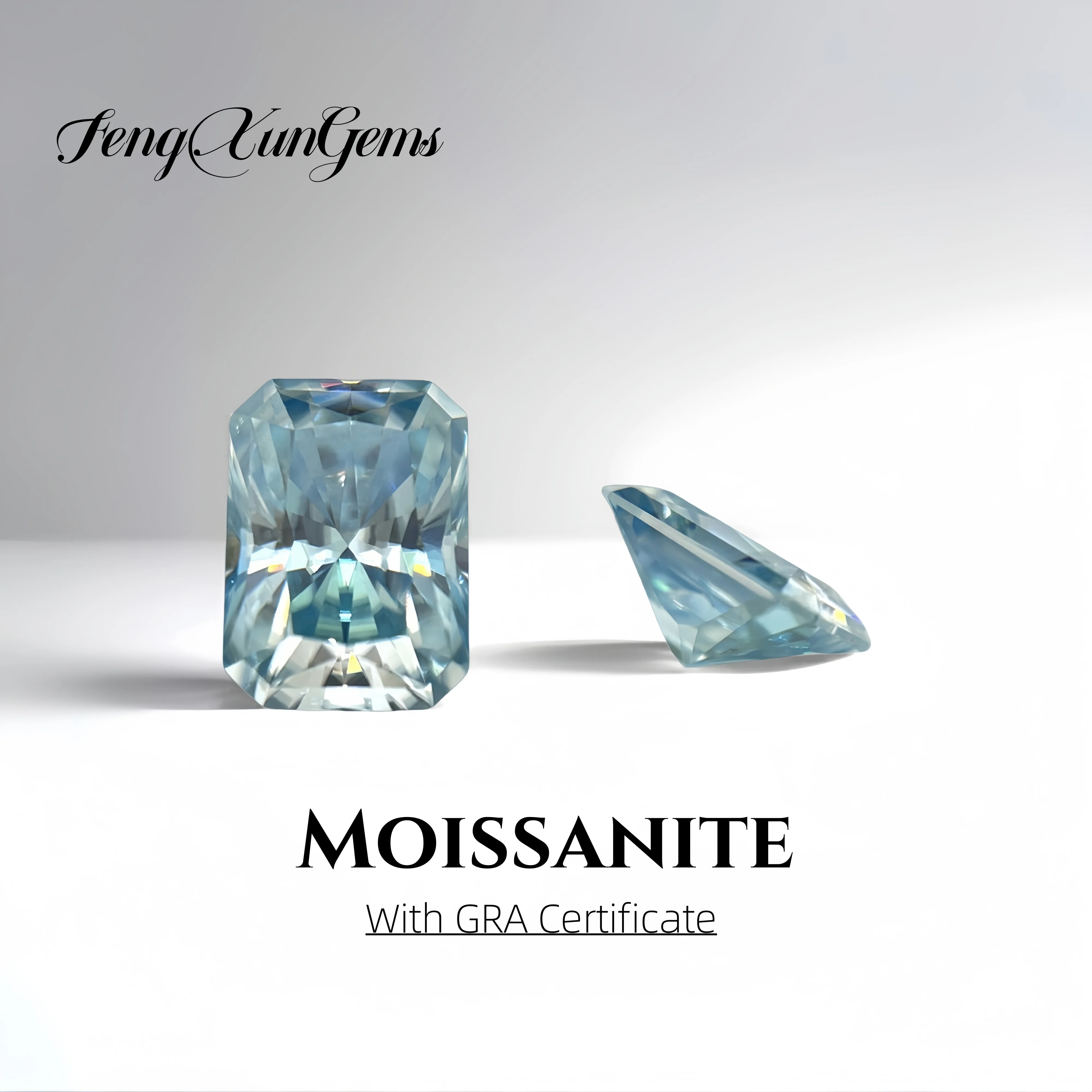 

Octangle Radiant cut Loose Moissanite Stone Aquamarine 3x5~9x11mm 0.4~5.0ct Lab Grown Diamonds For Inlay With GRA Certificate