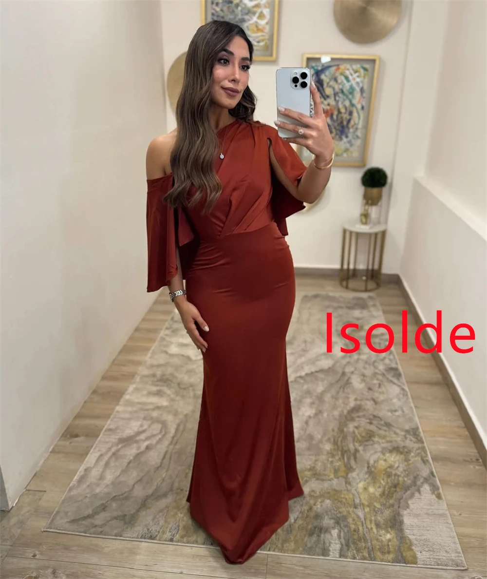 Vestido De noche De satén De moda De sirena personalizado exquisito un hombro mangas 3/4 vestidos De celebridades Vestido De fiesta moderno