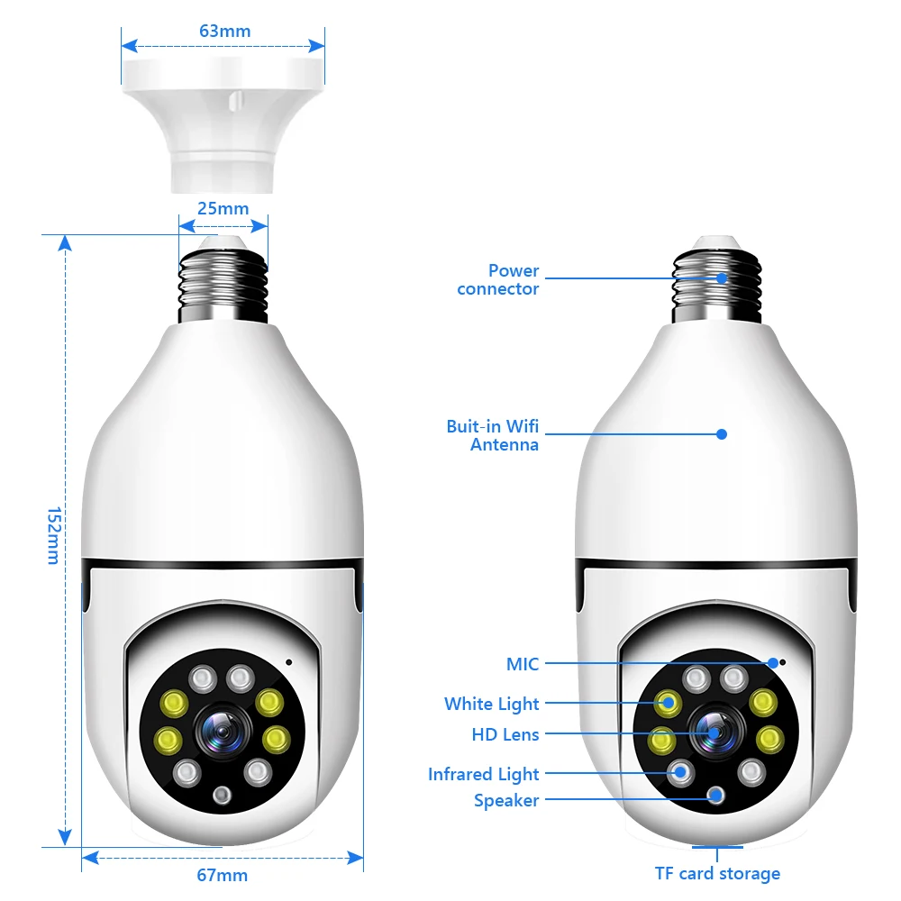 Movols WiFi Bulb Camera E27 Video Surveillance Home Indoor Security Baby Monitor IP Color Night Vision AI Auto Human Tracking