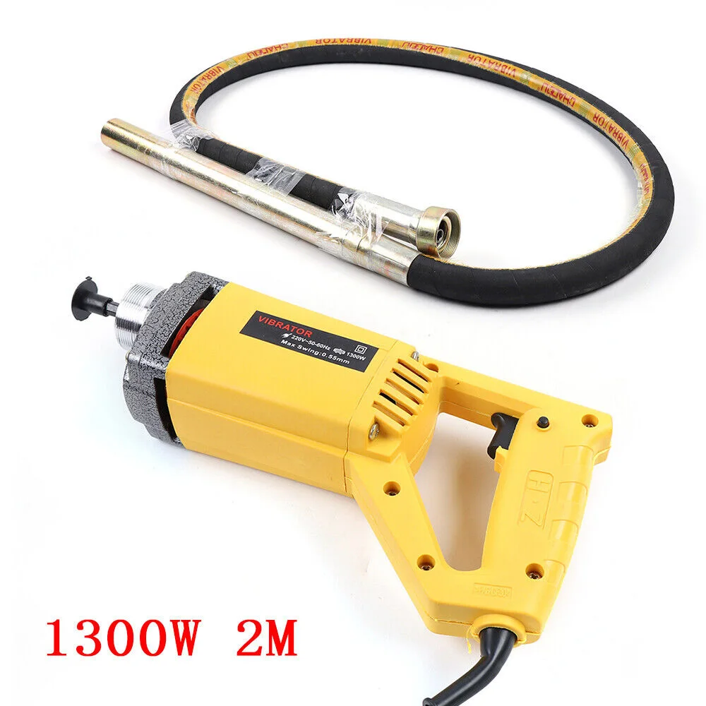 1300W Professional Industrial Electric Concrete Vibrator Motor Hand-Held Vibrating Machine Tool with 2m Hose 220V