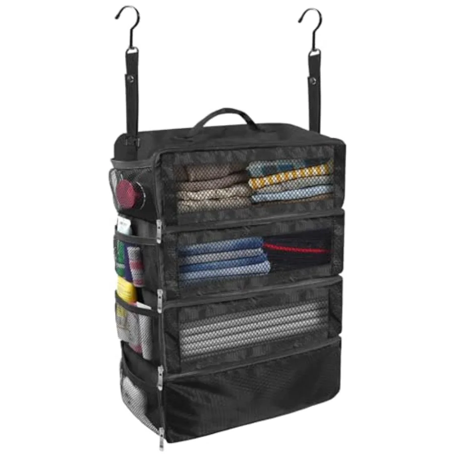 

Suitcase Organizer, Travel Luggage Organizer Portable Hanging Travel Shelves Collapsible Hanging Packing Cubes for Carry on Sui