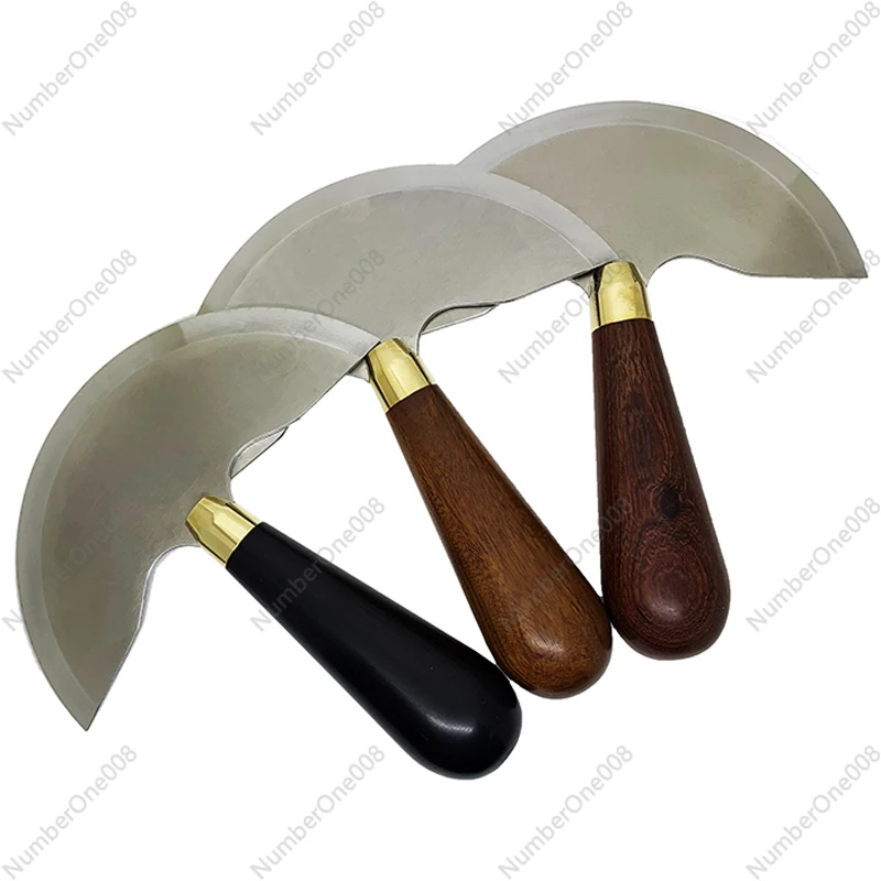 

DIY Leather Craft Knife Wooden Handle Cutting Peeling Knife Tool Portable Professional French Half Round Blade