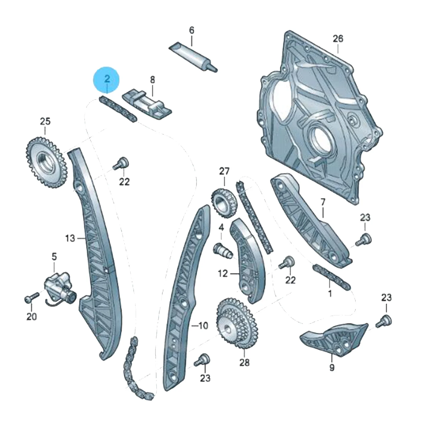 12-teiliges EA888 GEN3 Steuerketten-Spanner-Kit mit Führungsschiene und Kettenplatte für Audi A3 A4 A5 A6 A7 Q5 TT Jetta Passat Tiguan CC Golf GTI – Detail 1