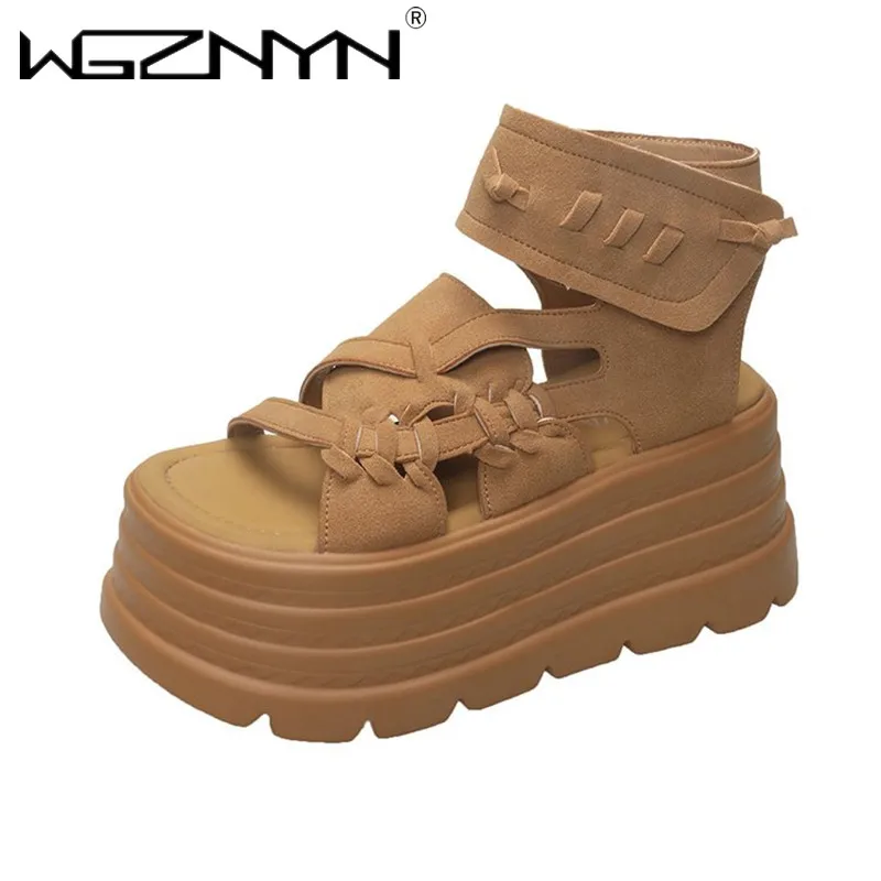 

НОВЫЕ летние сандалии 8 см, кроссовки на высоком каблуке в стиле панк, женские пляжные шлепанцы, повседневные сандалии на высокой платформе, дышащие прогулочные тапочки