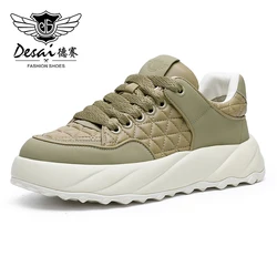 DESAI Full Grain Leather Men Shoes Soft Casual Sneaker For Men Work Breathable 2023 Fashion Embossing New Arrival