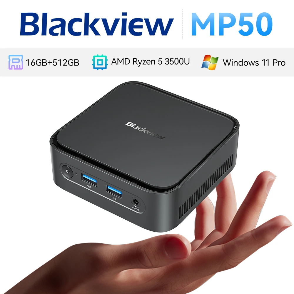 [Versand aus Polen] Mini-PC BLACKVIEW MP50, AMD Ryzen 5 3500U, Windows 11 Pro, 16 GB DDR4, 512 GB SSD, Mini-Computer, WLAN 5.0