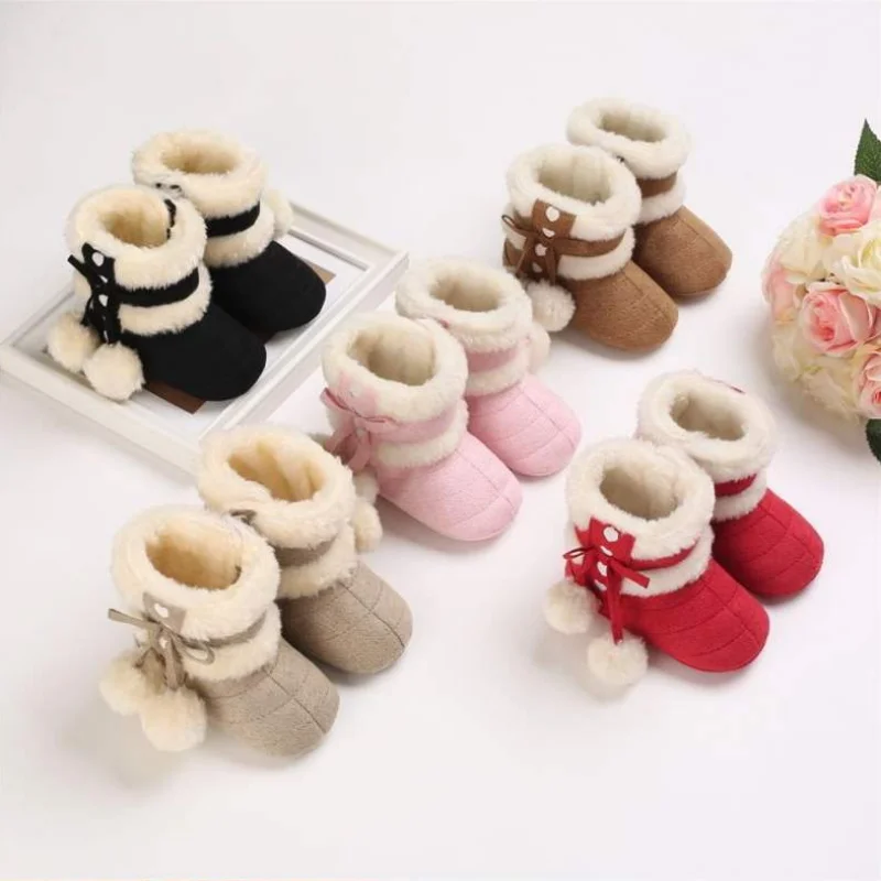 

Теплая и универсальная осенняя обувь принцессы для маленьких девочек 0-1 года, новогодняя обувь на мягкой подошве, зимняя праздничная обувь