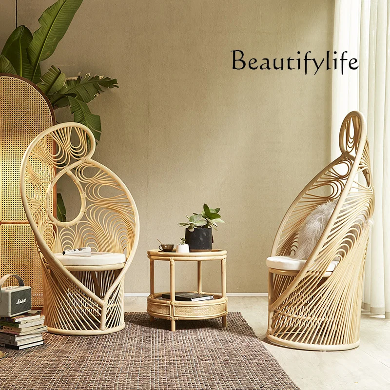 

Modern Minimalist Rattan Chair Chinese Style Art Woven Chair