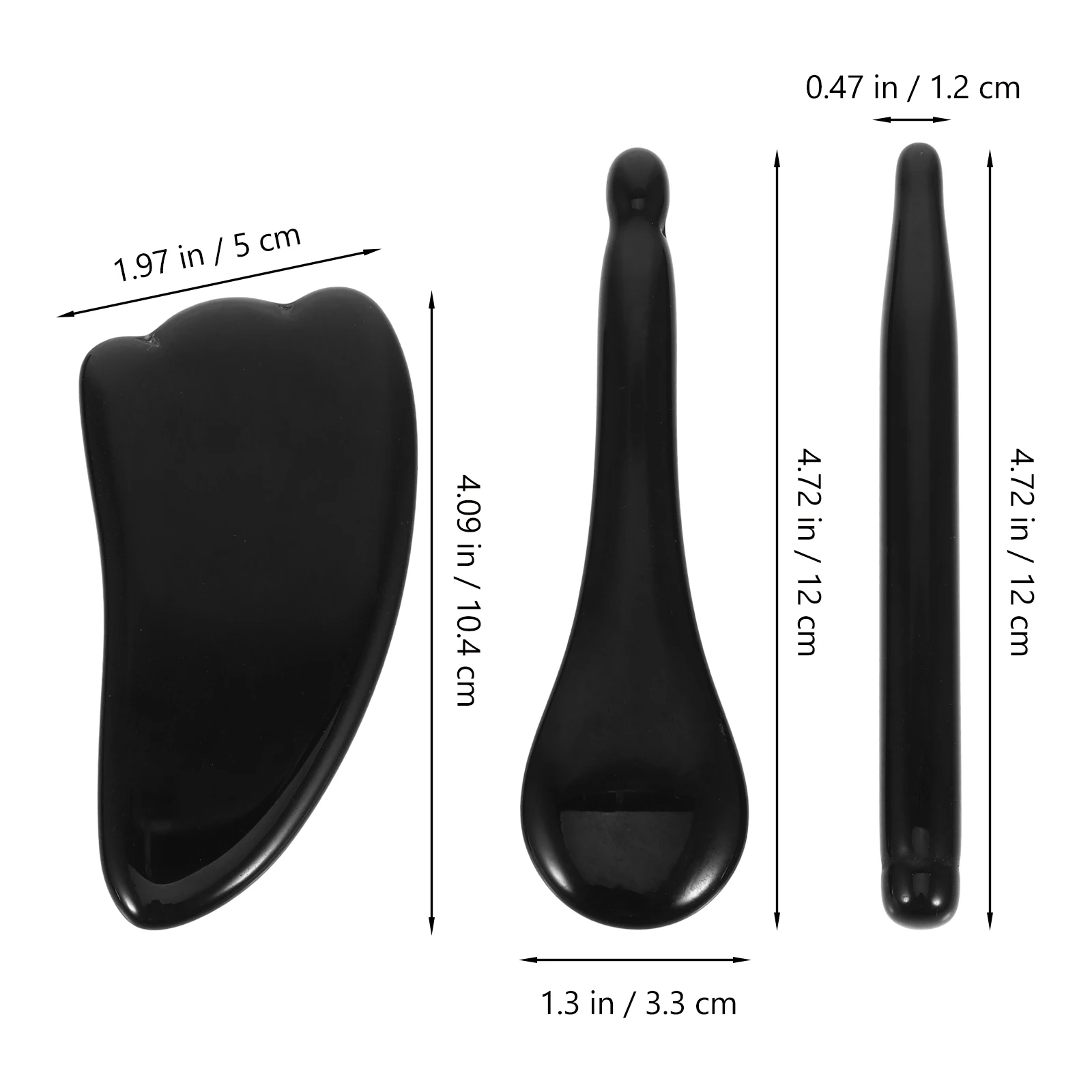3pcs Gua Sha Facial Tool Set Natural Obsidian For Face Neck Back Massage Cooling Skincare Scraping Relaxation Body Therapy Tool