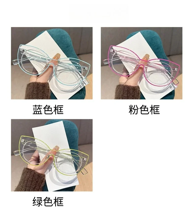 Modische Anti-Blaulicht-Katzenauge-Lesebrille mit großem Rahmen, ultraleichte High-Definition-Presbyopie-Brille mit transparentem Rahmen – Detail 5