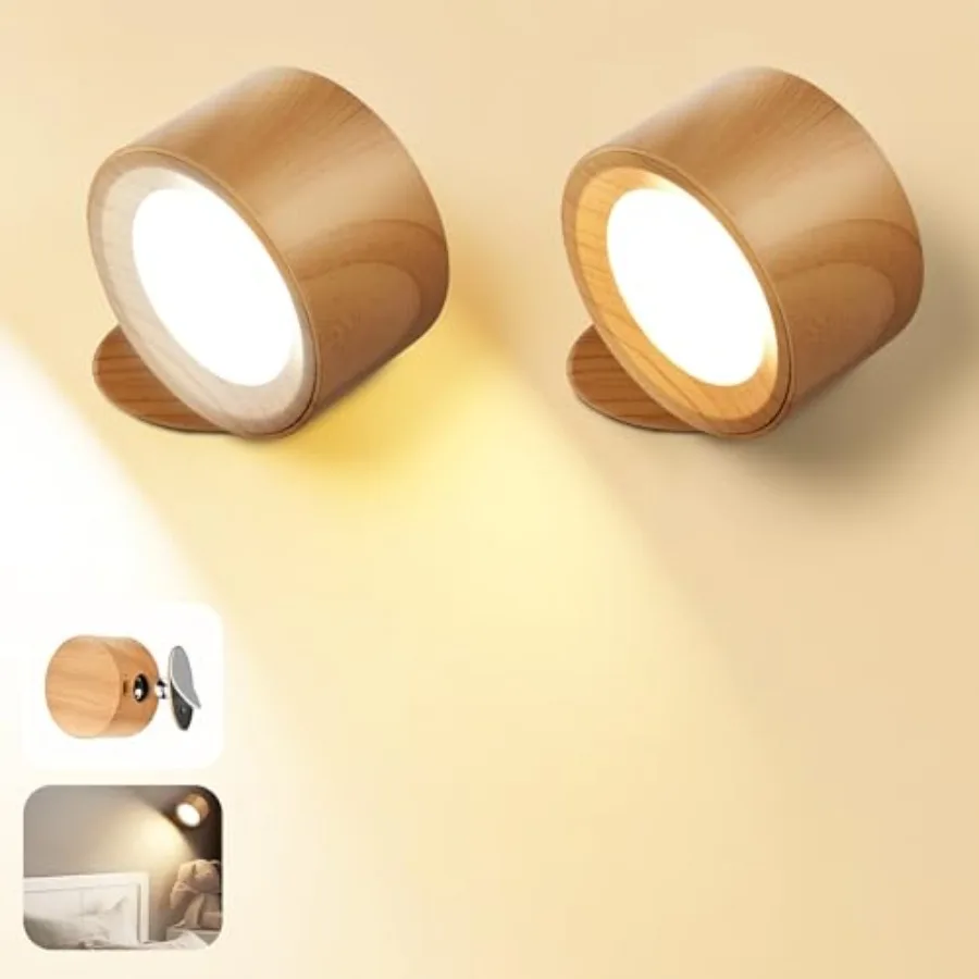 

Wall Mounted Lamp LED Wall Lights with Rechargeable Battery Operated, 3 Color Temperatures and 3 Brightness Levels 360°Rotate M
