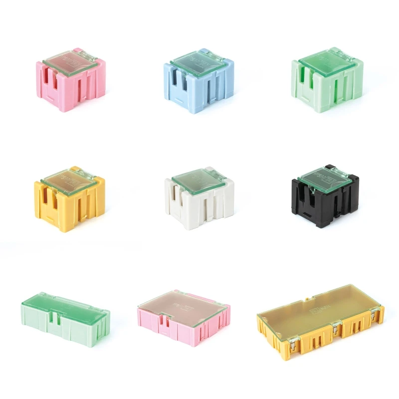 Small Plastic Storage Box with Hinged Lid Hardware for Screws Nails