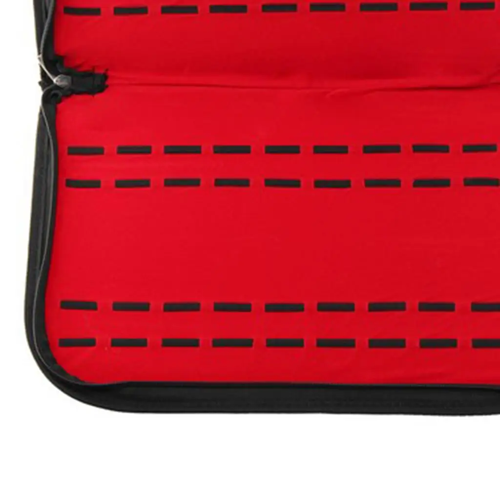 BLACK LEATHER 20 SLOT ZIPPER  CASE STORAGE BOX ORGANIZER RED INTERIOR