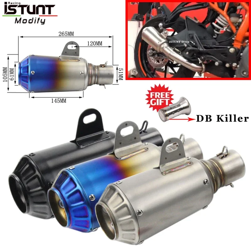 51mm Universal Motorcycle exhaust pipe muffler DB killer escape moto for R1 R6 R3 R25 MT03 Ninja250 Ninja 400 Duke RC390 S1000RR