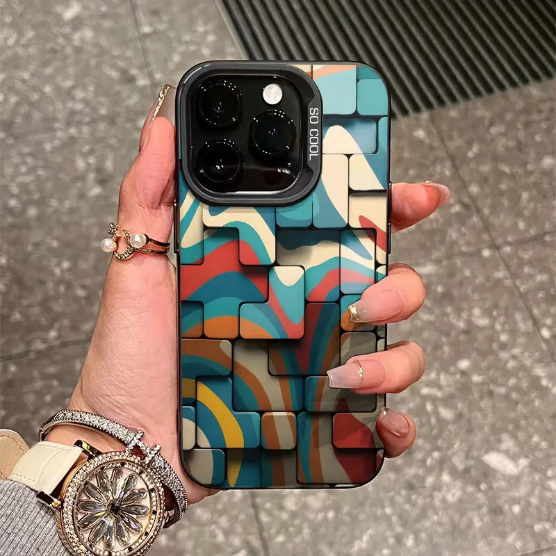 Роскошный чехол для телефона с русскими цветными кубиками для iPhone 15 14 13 12 Pro Max Plus X XR XS 11 симпатичный Роскошный чехол для телефона