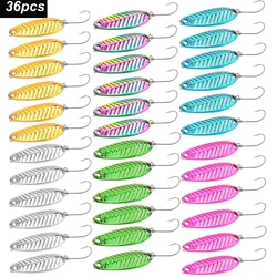 12/36pcs Fishing Lures Spoon 3.5g 5g 7g Mix Color Fishing Bait Spoon Hard Lures Metal Lures Set