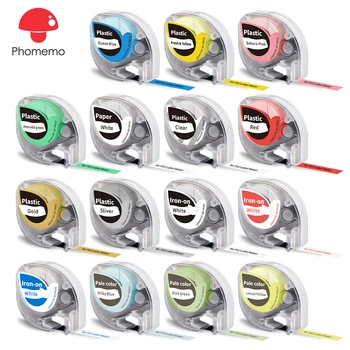 P12 Etikettenband, kompatibel mit Dymo LetraTag 200B, Nachfüllungen LT-100H Etikettenersatz für Phomemo P12 PRO Etikettendrucker, 12 mm x 4 m