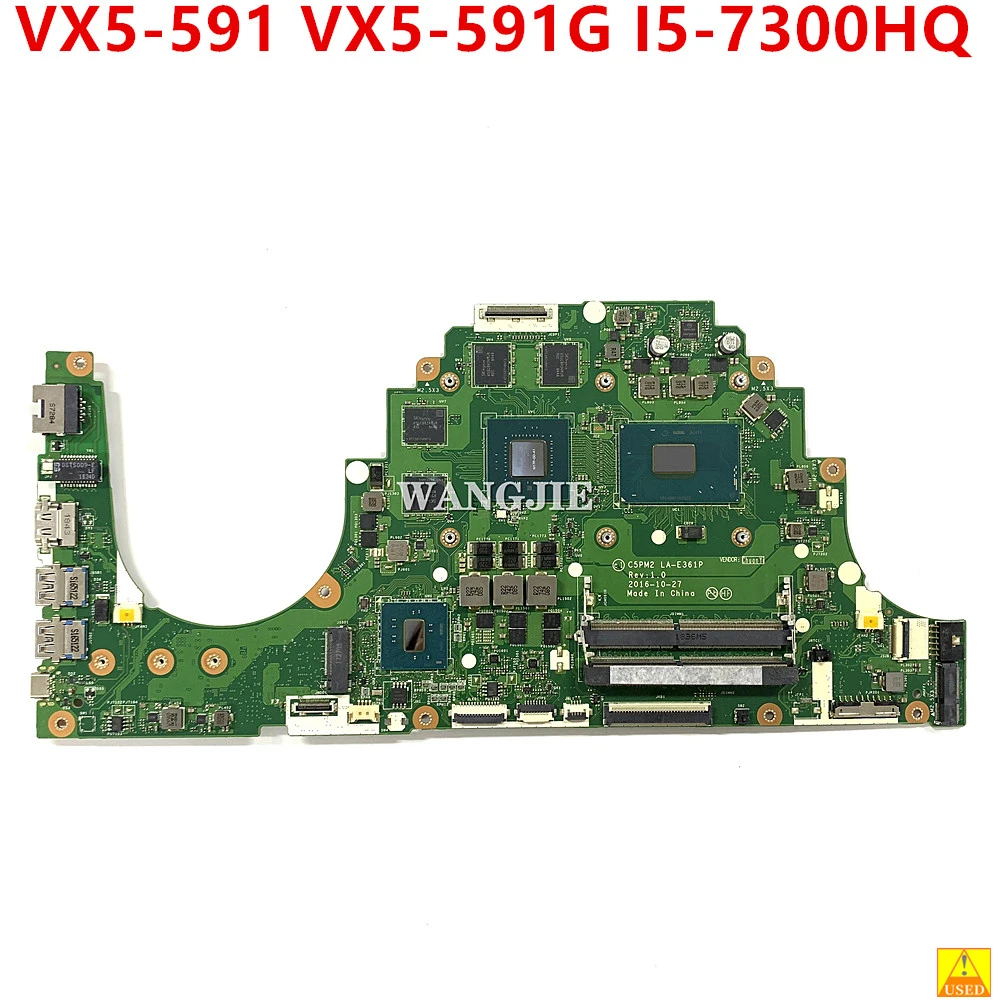 

C5PM2 LA-E361P Laptop Motherboard For Acer Aspire VX5-591 VX5-591G Notebook Mainboard With I5-7300HQ GTX1050 4G Used100% Working